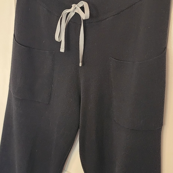 Planet by Lauren G Cotton Black Jogger Pants with Drawstring - Picture 2 of 5